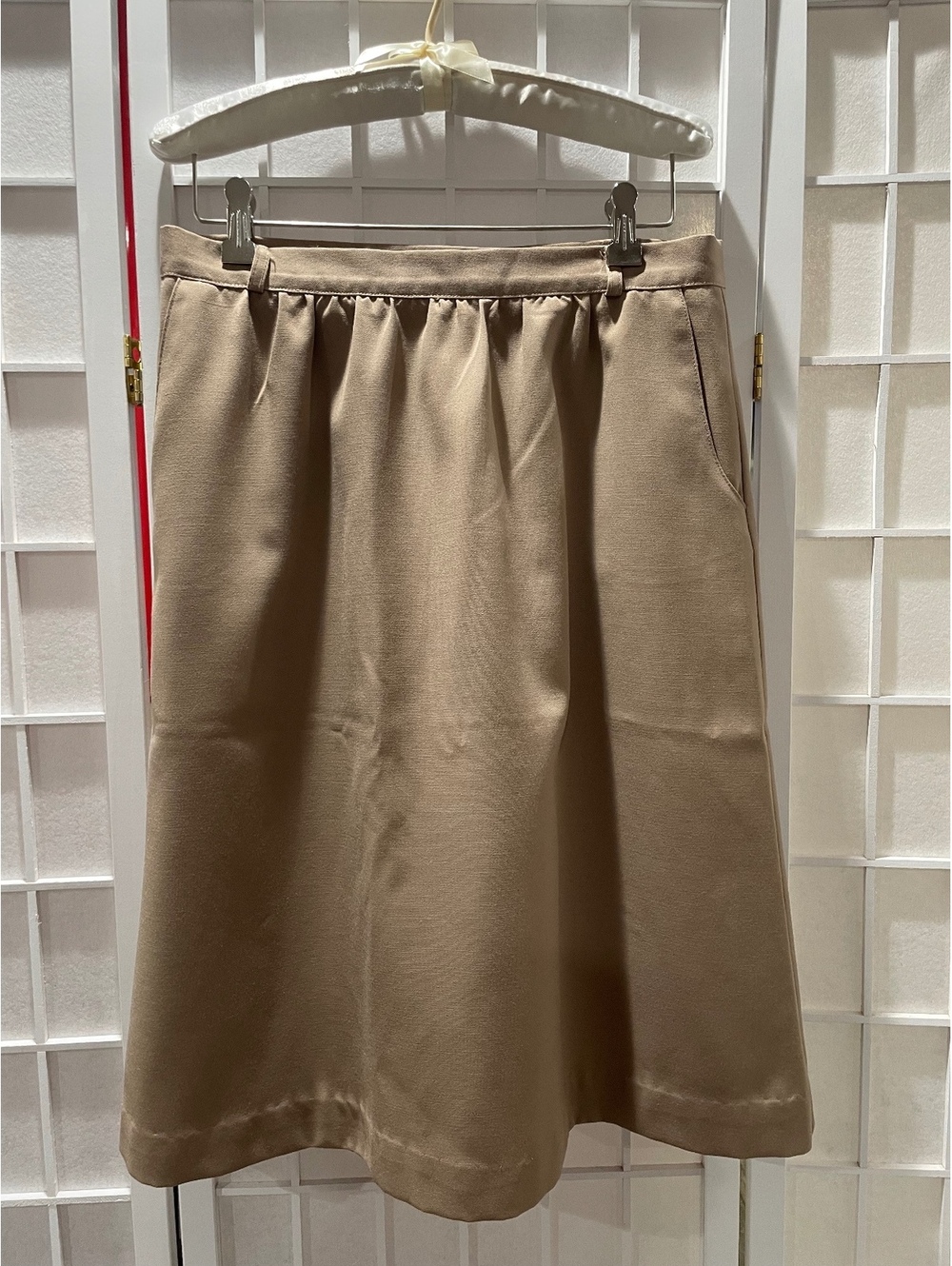 Vintage Kaki Roberts California Beige Midi Skirt